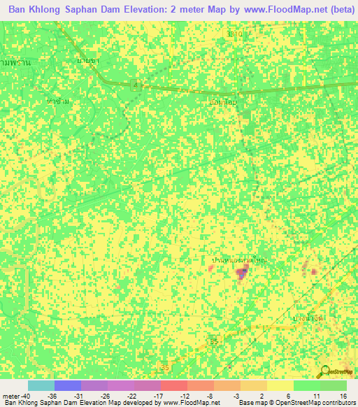 Ban Khlong Saphan Dam,Thailand Elevation Map