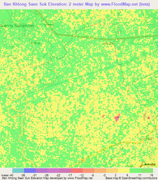 Ban Khlong Saen Suk,Thailand Elevation Map