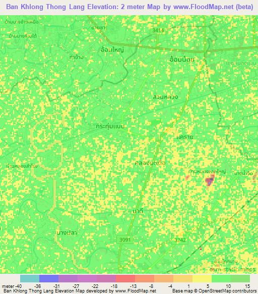 Ban Khlong Thong Lang,Thailand Elevation Map