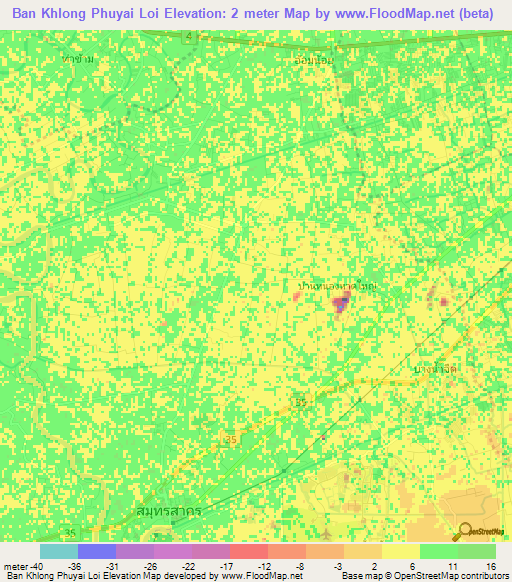 Ban Khlong Phuyai Loi,Thailand Elevation Map