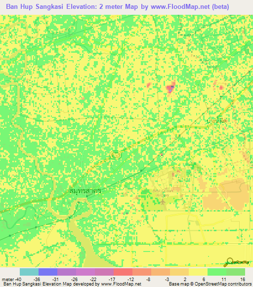 Ban Hup Sangkasi,Thailand Elevation Map