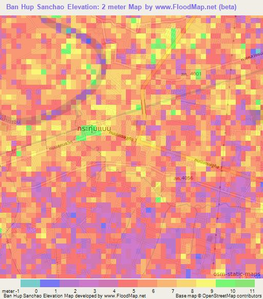 Ban Hup Sanchao,Thailand Elevation Map