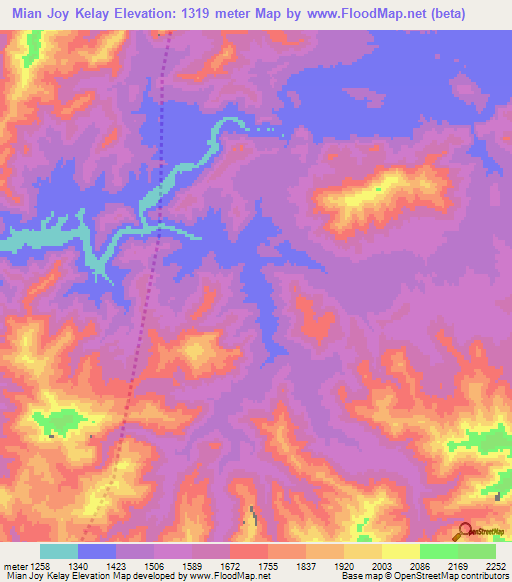 Mian Joy Kelay,Afghanistan Elevation Map