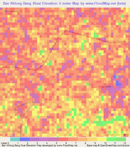 Ban Khlong Bang Kluai,Thailand Elevation Map