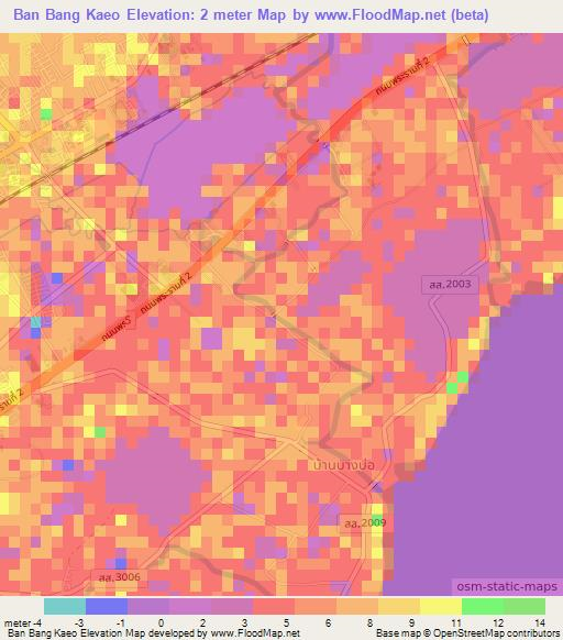 Ban Bang Kaeo,Thailand Elevation Map