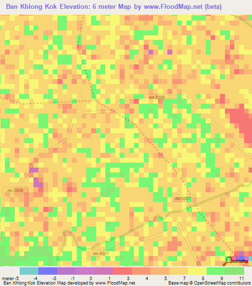 Ban Khlong Kok,Thailand Elevation Map