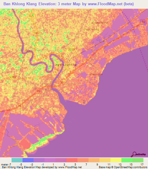 Ban Khlong Klang,Thailand Elevation Map