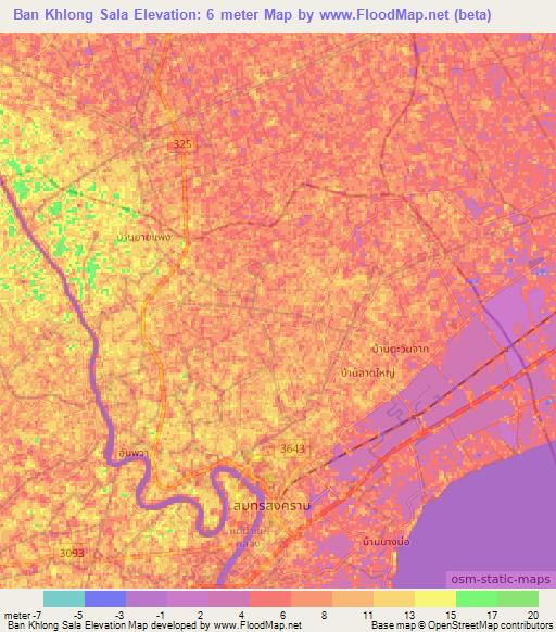 Ban Khlong Sala,Thailand Elevation Map