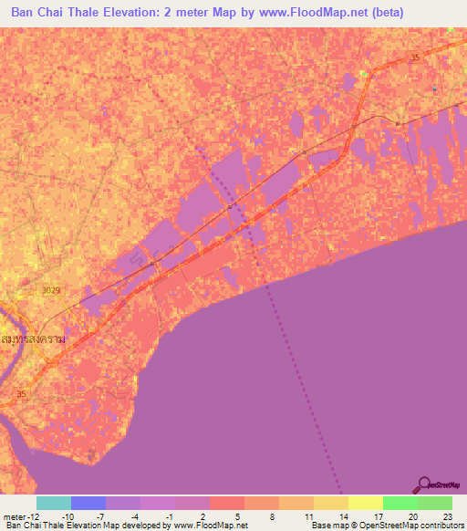 Ban Chai Thale,Thailand Elevation Map