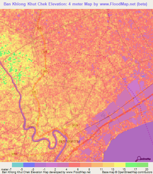 Ban Khlong Khut Chek,Thailand Elevation Map
