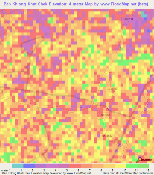 Ban Khlong Khut Chek,Thailand Elevation Map