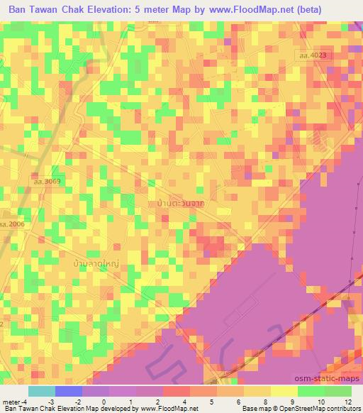 Ban Tawan Chak,Thailand Elevation Map