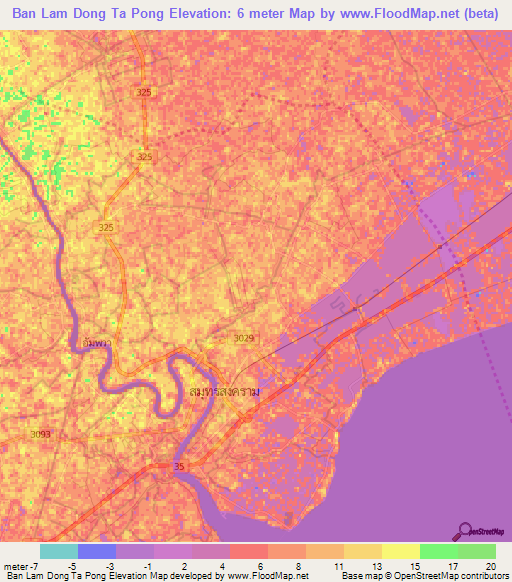 Ban Lam Dong Ta Pong,Thailand Elevation Map