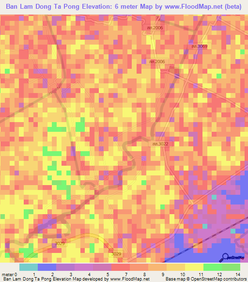 Ban Lam Dong Ta Pong,Thailand Elevation Map