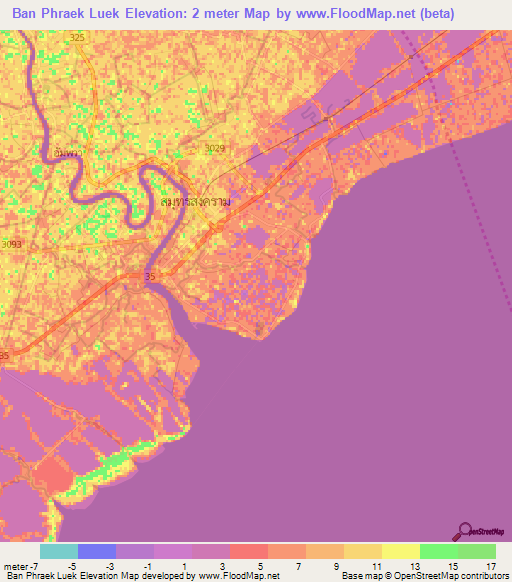 Ban Phraek Luek,Thailand Elevation Map