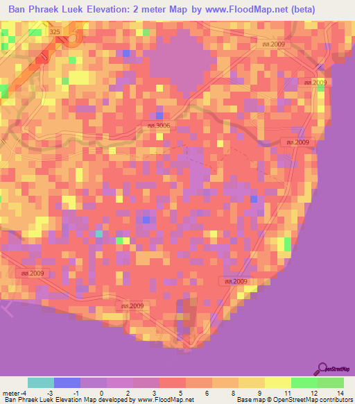 Ban Phraek Luek,Thailand Elevation Map