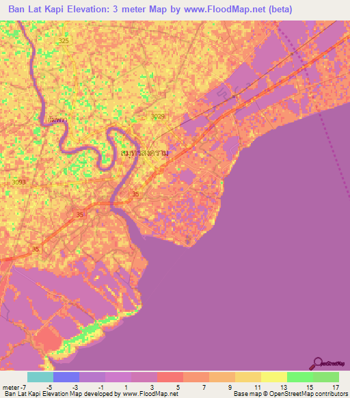 Ban Lat Kapi,Thailand Elevation Map