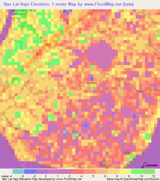 Ban Lat Kapi,Thailand Elevation Map