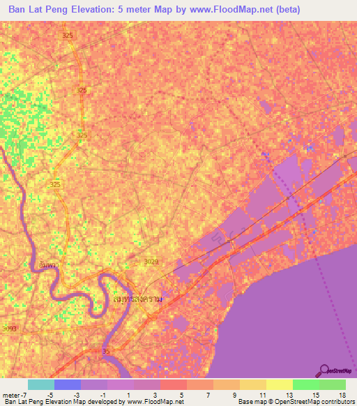 Ban Lat Peng,Thailand Elevation Map