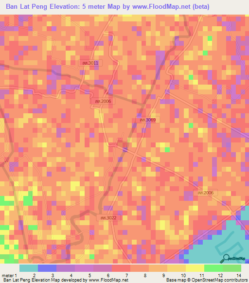 Ban Lat Peng,Thailand Elevation Map