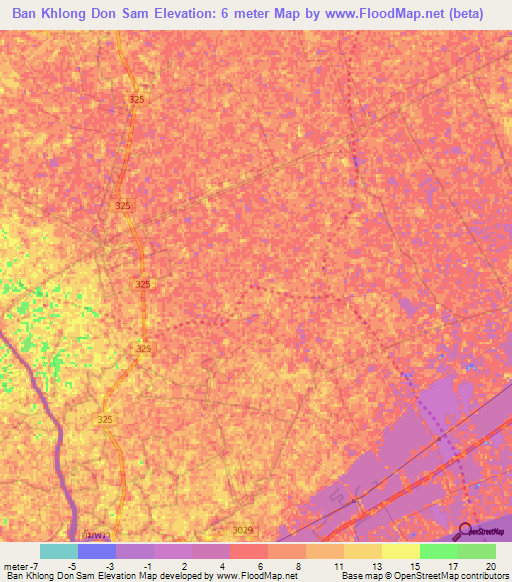 Ban Khlong Don Sam,Thailand Elevation Map