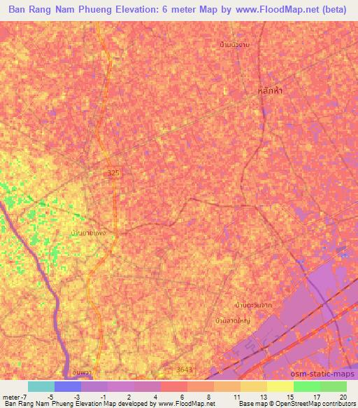 Ban Rang Nam Phueng,Thailand Elevation Map
