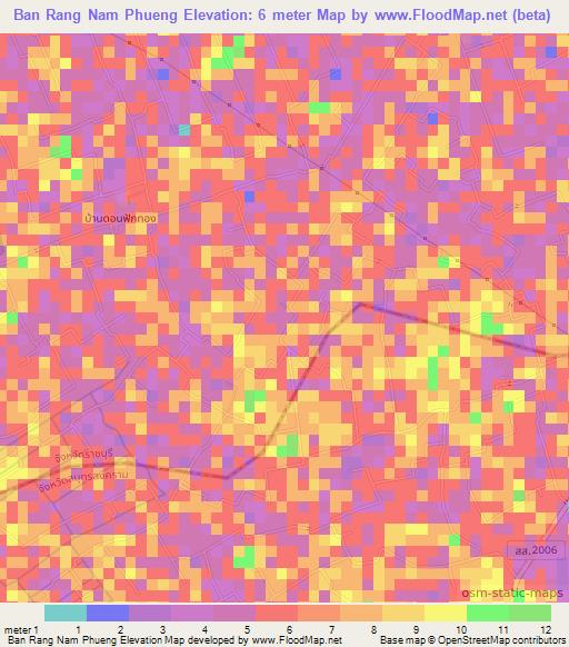 Ban Rang Nam Phueng,Thailand Elevation Map