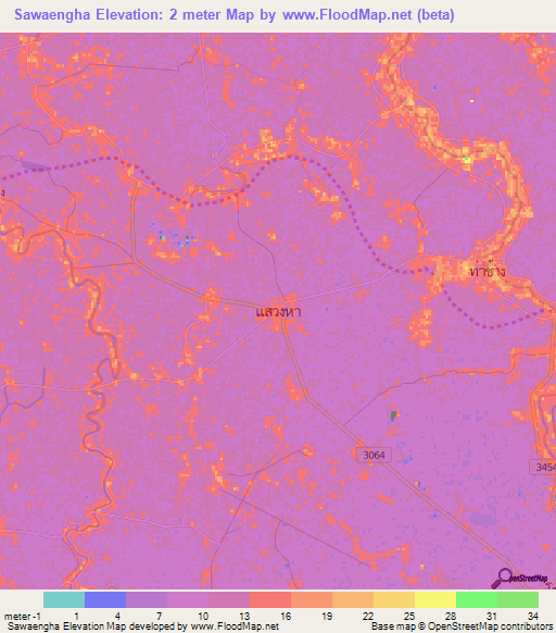 Sawaengha,Thailand Elevation Map