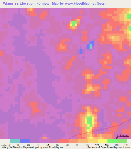 Wiang Sa,Thailand Elevation Map