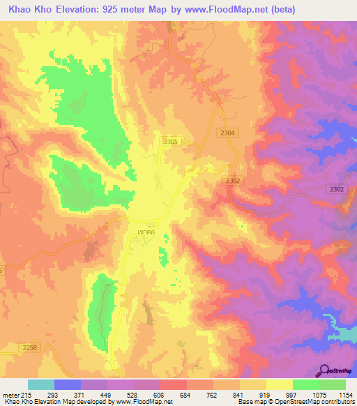 Khao Kho,Thailand Elevation Map