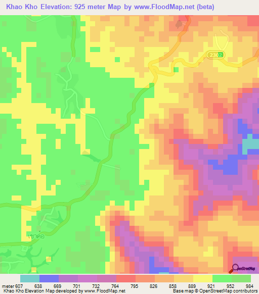 Khao Kho,Thailand Elevation Map