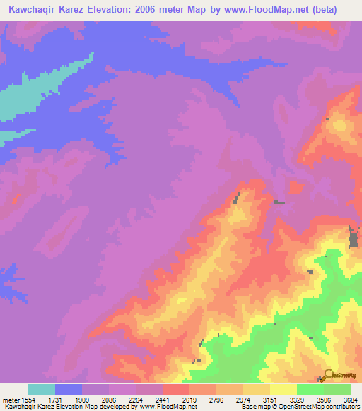Kawchaqir Karez,Afghanistan Elevation Map
