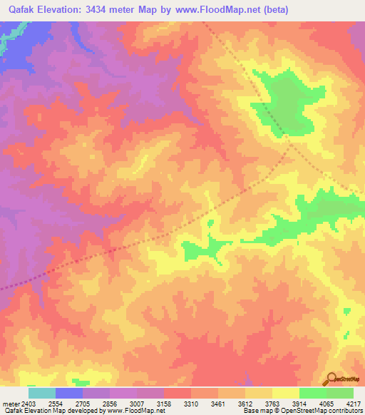 Qafak,Afghanistan Elevation Map