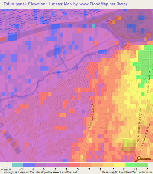 Tsiurupynsk,Ukraine Elevation Map