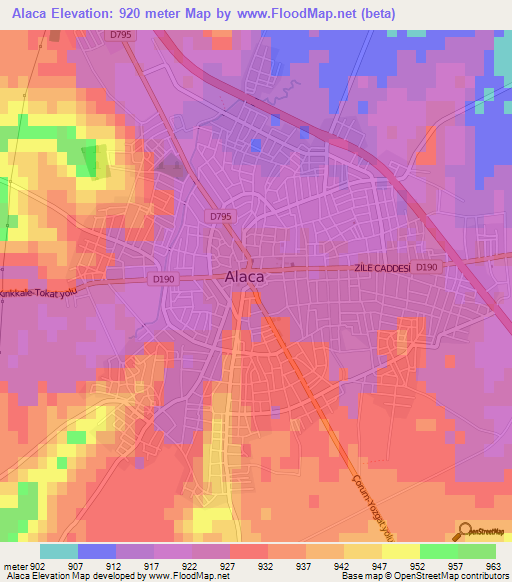 Alaca,Turkey Elevation Map