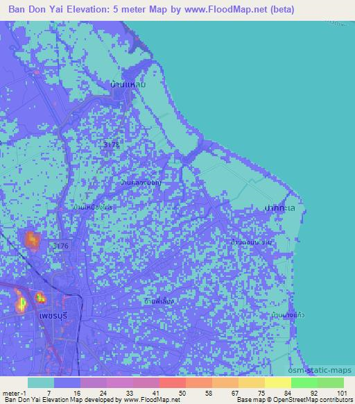 Ban Don Yai,Thailand Elevation Map