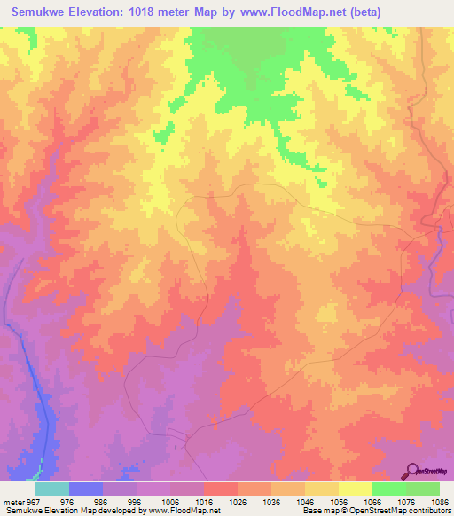 Semukwe,Zimbabwe Elevation Map