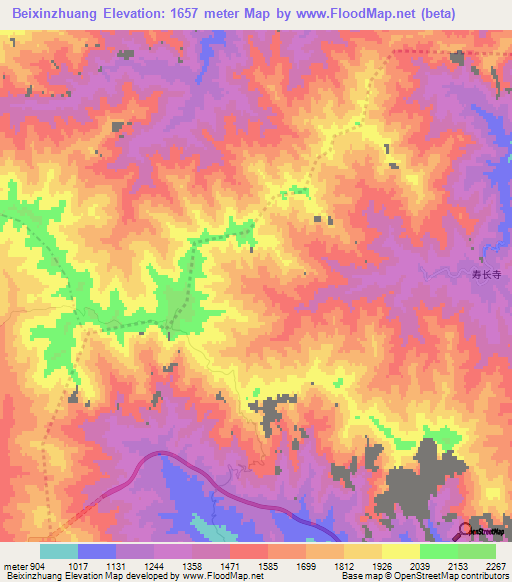 Beixinzhuang,China Elevation Map