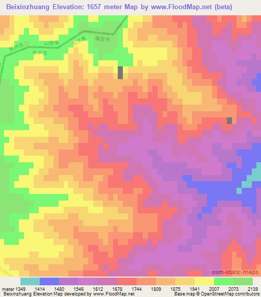Beixinzhuang,China Elevation Map