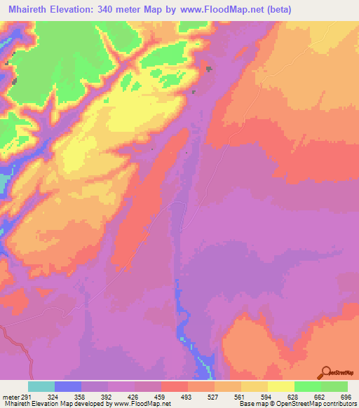 Mhaireth,Mauritania Elevation Map
