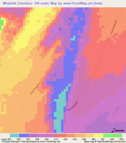 Mhaireth,Mauritania Elevation Map