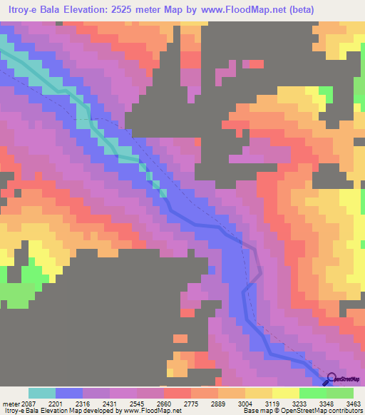 Itroy-e Bala,Afghanistan Elevation Map