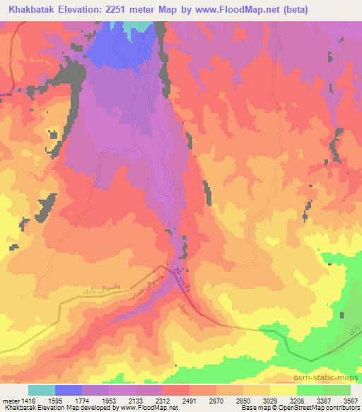 Khakbatak,Afghanistan Elevation Map