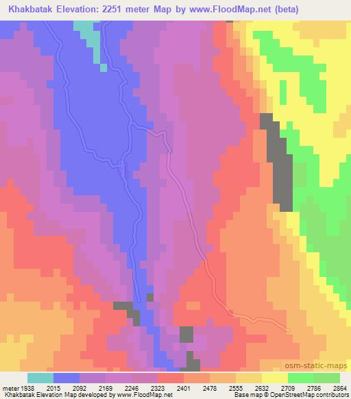 Khakbatak,Afghanistan Elevation Map