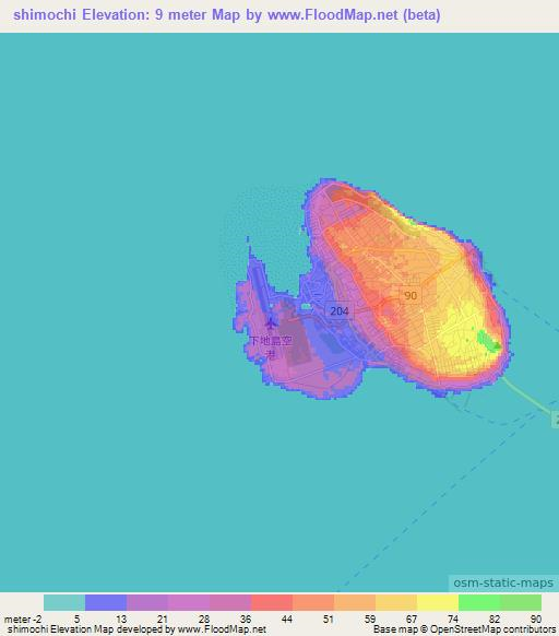 shimochi,Japan Elevation Map