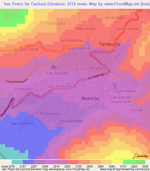 San Pedro De Cachora,Peru Elevation Map