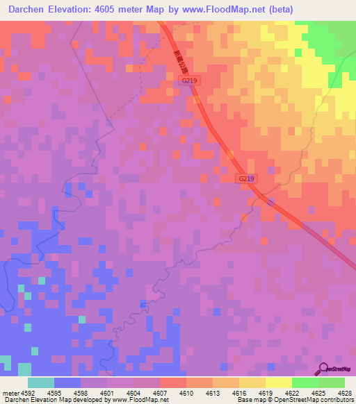 Darchen,China Elevation Map