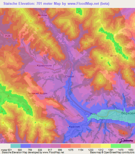 Staische,Ukraine Elevation Map