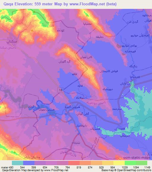 Qaqa,Iraq Elevation Map