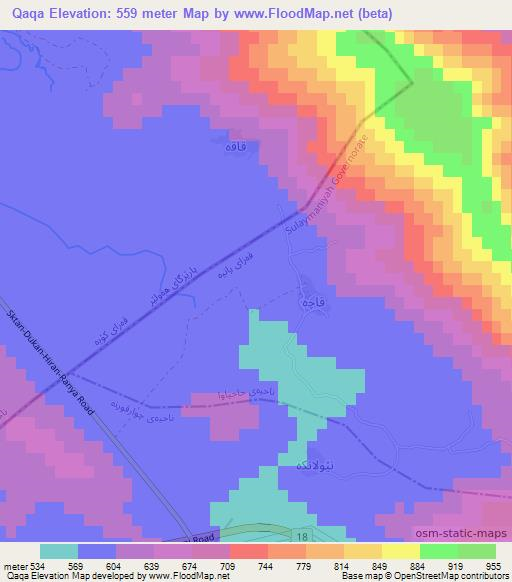 Qaqa,Iraq Elevation Map